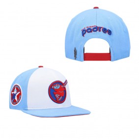 Men's San Diego Padres Pro Standard White Light Blue Blue Raspberry Ice Cream Drip Snapback Hat