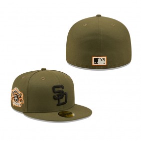 San Diego Padres New Era Stadium Logo Hunter Flame Undervisor 59FIFTY Fitted Hat Olive