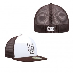 Men's San Diego Padres White Brown 2023 On-Field Batting Practice 59FIFTY Fitted Hat