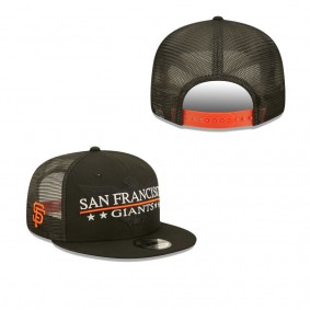 Men's San Francisco Giants Black Patriot Trucker 9FIFTY Snapback Hat