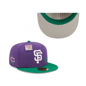 Men's San Francisco Giants New Era Purple Green MLB x Big League Chew Ground Ball Grape Flavor Pack 59FIFTY Fitted Hat