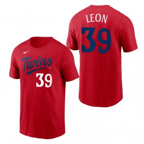 Sandy Leon Minnesota Twins Red 2023 Wordmark T-Shirt