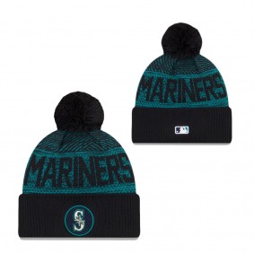 Men's Seattle Mariners Aqua Authentic Collection Sport Cuffed Knit Hat with Pom