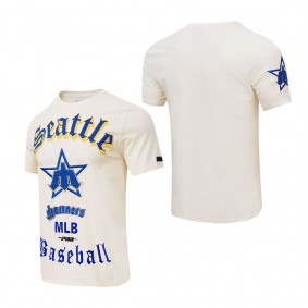 Men's Seattle Mariners Cream Cooperstown Collection Old English T-Shirt