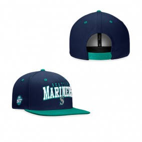 Men's Seattle Mariners Navy Aqua Iconic Lock Up Snapback Hat