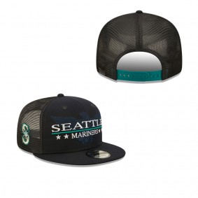 Men's Seattle Mariners Navy Black Patriot Trucker 9FIFTY Snapback Hat