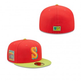 Men's Seattle Mariners Red Neon Green 40th Anniversary Lava Highlighter Combo 59FIFTY Fitted Hat