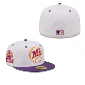 Men's Seattle Mariners White Purple 30th Anniversary Grape Lolli 59FIFTY Fitted Hat