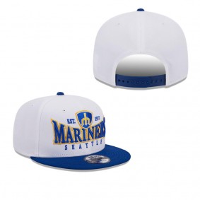 Men's Seattle Mariners White Royal Crest 9FIFTY Snapback Hat