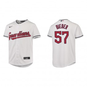 Shane Bieber Youth Cleveland Guardians White Home Replica Jersey