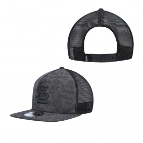 Men's St. Louis Cardinals Black Repeat A-Frame 9FIFTY Trucker Snapback Hat