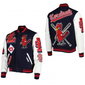 Men's St. Louis Cardinals Pro Standard Navy Mash Up Logo Varsity Full-Zip Jacket
