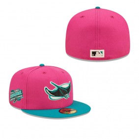 Men's Tampa Bay Rays Pink Green Cooperstown Collection 1998 Inaugural Season Passion Forest 59FIFTY Fitted Hat