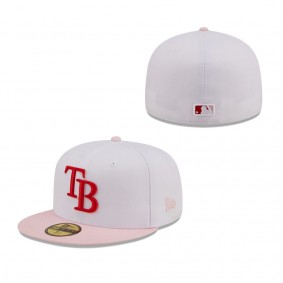 Men's Tampa Bay Rays New Era White Pink Scarlet Undervisor 59FIFTY Fitted Hat
