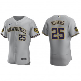 Brewers Taylor Rogers Gray Authentic Road Jersey