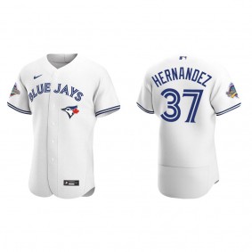 Teoscar Hernandez Toronto Blue Jays White 1992 World Series Patch 30th Anniversary Authentic Jersey