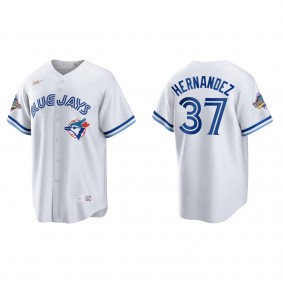 Teoscar Hernandez Toronto Blue Jays White 1992 World Series Patch 30th Anniversary Cooperstown Collection Jersey