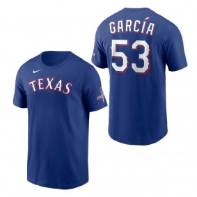 Men's Texas Rangers Adolis Garcia Nike Royal 2023 World Series Champions Name & Number T-Shirt