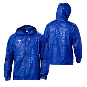 Men's Texas Rangers Columbia Royal Camo Flash Forward Full-Zip Team Logo Windbreaker Jacket