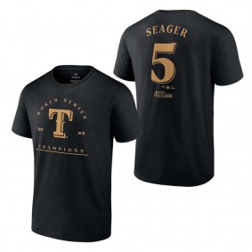 Men's Texas Rangers Corey Seager Fanatics Branded Black 2023 World Series Champions Name & Number T-Shirt