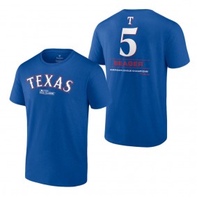 Men's Texas Rangers Corey Seager Fanatics Branded Royal 2023 American League Champions Player Name & Number T-Shirt