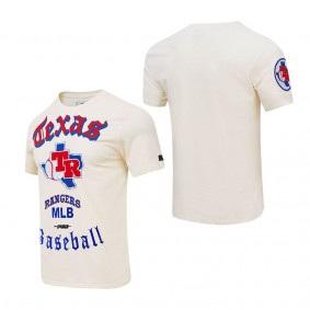 Men's Texas Rangers Cream Cooperstown Collection Old English T-Shirt