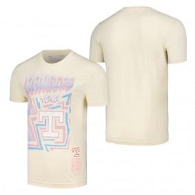 Men's Texas Rangers Mitchell & Ness Cream Cooperstown Collection Sidewalk Sketch T-Shirt