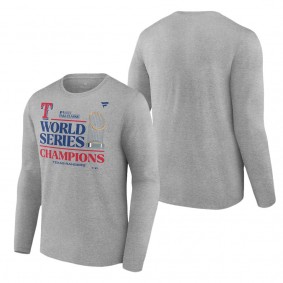 Men's Texas Rangers Fanatics Branded Heather Gray 2023 World Series Champions Locker Room Long Sleeve T-Shirt