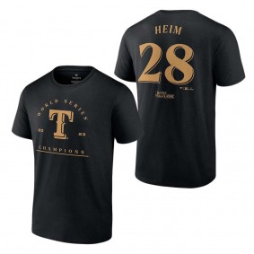 Men's Texas Rangers Jonah Heim Fanatics Branded Black 2023 World Series Champions Name & Number T-Shirt