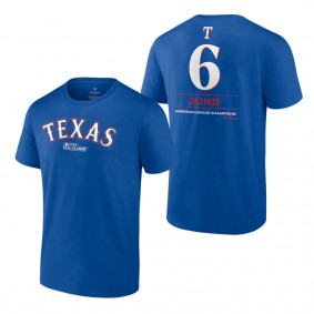 Men's Texas Rangers Josh Jung Fanatics Branded Royal 2023 American League Champions Player Name & Number T-Shirt