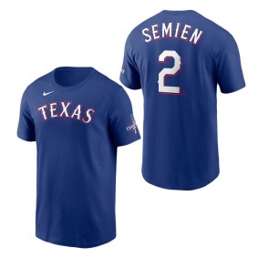 Men's Texas Rangers Marcus Semien Nike Royal 2023 World Series Champions Name & Number T-Shirt