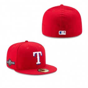 Men's Texas Rangers Red 2023 Postseason Side Patch 59FIFTY Fitted Hat