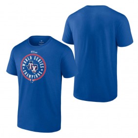Men's Texas Rangers Fanatics Branded Royal 2023 World Series Champions Stealing Home T-Shirt
