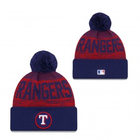 Men's Texas Rangers Royal Authentic Collection Sport Cuffed Knit Hat with Pom
