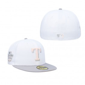 Men's Texas Rangers White Gray 2010 World Series Side Patch Undervisor 59FIFTY Fitted Hat