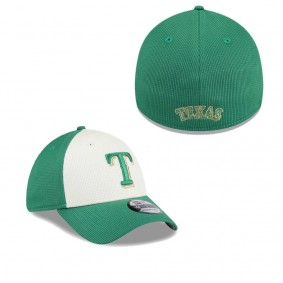 Men's Texas Rangers White Green 2024 St. Patrick's Day 39THIRTY Flex Fit Hat