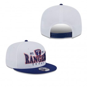 Men's Texas Rangers White Royal Crest 9FIFTY Snapback Hat