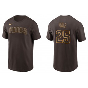 Men's San Diego Padres Tim Hill Brown Name & Number T-Shirt