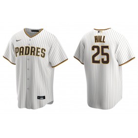 Men's San Diego Padres Tim Hill White Brown Replica Home Jersey
