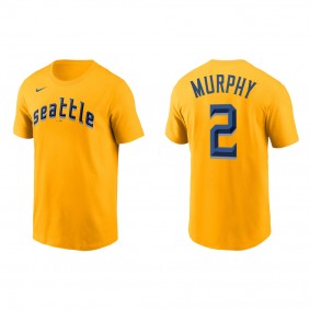 Tom Murphy Seattle Mariners Gold 2023 City Connect Wordmark T-Shirt