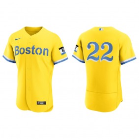 Red Sox Tommy Pham Gold Light Blue City Connect Authentic Jersey