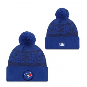 Men's Toronto Blue Jays Royal Authentic Collection Sport Cuffed Knit Hat with Pom