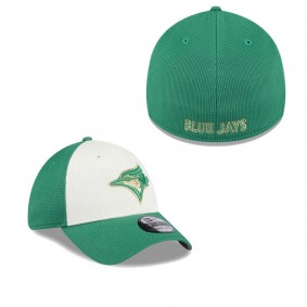 Men's Toronto Blue Jays White Green 2024 St. Patrick's Day 39THIRTY Flex Fit Hat