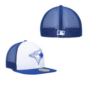 Men's Toronto Blue Jays White Royal 2023 On-Field Batting Practice 59FIFTY Fitted Hat