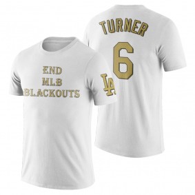 Trea Turner Dodgers End Blackouts White T-Shirt