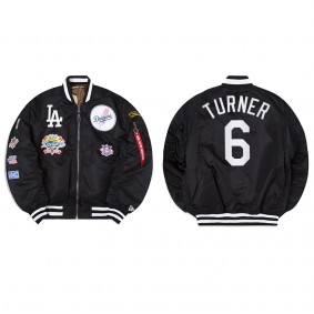 Men's Los Angeles Dodgers Trea Turner Black Alpha Industries Jacket