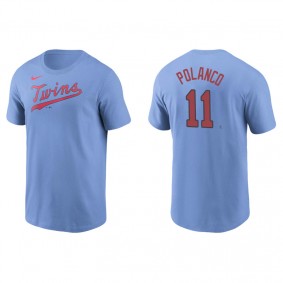 Men's Minnesota Twins Jorge Polanco Light Blue Name & Number Nike T-Shirt