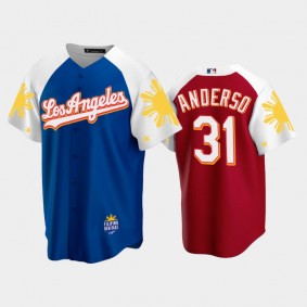 Dodgers 2022 Filipino Heritage Night Tyler Anderson Royal Red Jersey