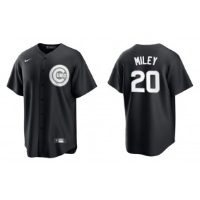 Men's Chicago Cubs Wade Miley Black White Replica Official Jersey