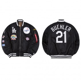 Men's Los Angeles Dodgers Walker Buehler Black Alpha Industries Jacket